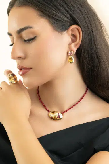 CAROL KAUFFMANN Pink Tourmaline Citrine Rock Class Earrings | Thumbnail 2 CAROL KAUFFMANN Pink Tourmaline Citrine Rock Class Earrings | Thumbnail 2