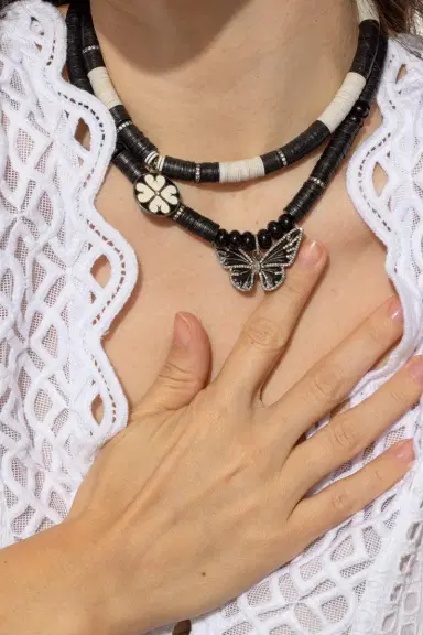 HIJAS DE PUKA PM Enamel Black Beaded Butterfly Necklace | Thumbnail 2 HIJAS DE PUKA PM Enamel Black Beaded Butterfly Necklace | Thumbnail 2