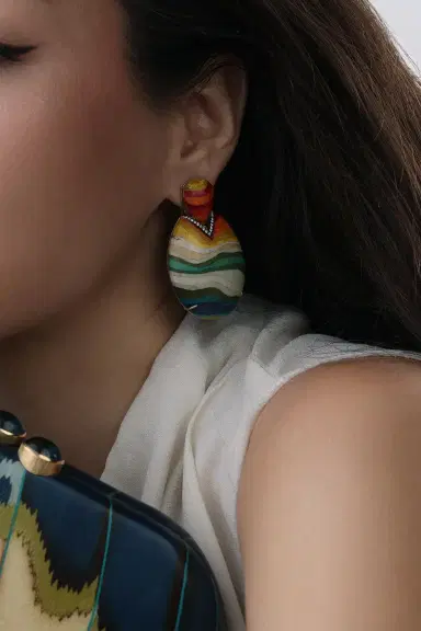 Silvia Furmanovich Rainbow Diamond Drop Marquetry Earrings | Thumbnail 2 Silvia Furmanovich Rainbow Diamond Drop Marquetry Earrings | Thumbnail 2