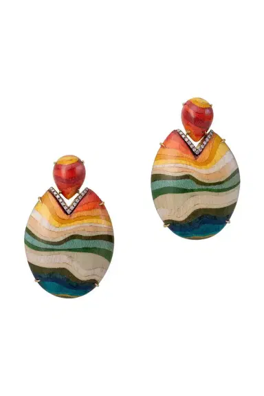 Silvia Furmanovich Rainbow Diamond Drop Marquetry Earrings | Thumbnail 1 Silvia Furmanovich Rainbow Diamond Drop Marquetry Earrings | Thumbnail 1