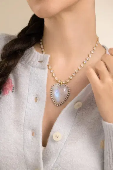 IRENE NEUWIRTH JEWELRY Rainbow Moonstone Diamond Heart Pendant | Thumbnail 2 IRENE NEUWIRTH JEWELRY Rainbow Moonstone Diamond Heart Pendant | Thumbnail 2