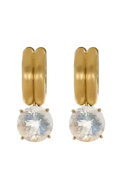IRENE NEUWIRTH JEWELRY Rainbow Moonstone Double Huggie Earrings | Thumbnail 1 IRENE NEUWIRTH JEWELRY Rainbow Moonstone Double Huggie Earrings | Thumbnail 1