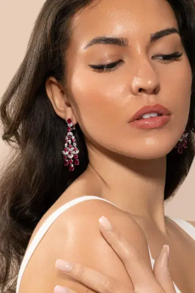FANTASIA by DESERIO Red Chandelier Earrings | Thumbnail 2 FANTASIA by DESERIO Red Chandelier Earrings | Thumbnail 2