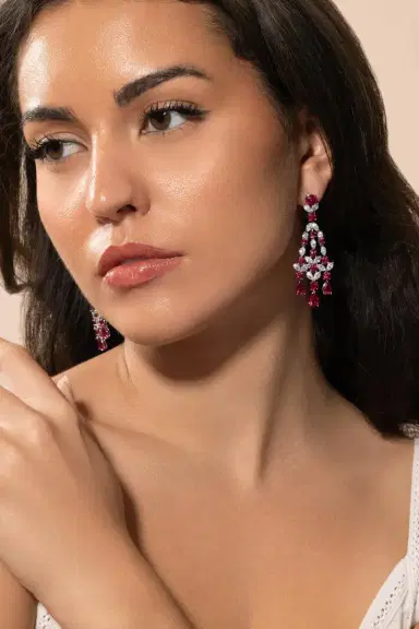 FANTASIA by DESERIO Red Chandelier Earrings | Thumbnail 3 FANTASIA by DESERIO Red Chandelier Earrings | Thumbnail 3