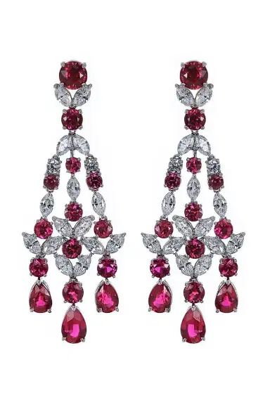 FANTASIA by DESERIO Red Chandelier Earrings | Thumbnail 1 FANTASIA by DESERIO Red Chandelier Earrings | Thumbnail 1