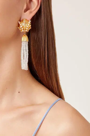 BOUNKIT JEWELRY Rock Crystal Tassel Earrings | Thumbnail 2 BOUNKIT JEWELRY Rock Crystal Tassel Earrings | Thumbnail 2