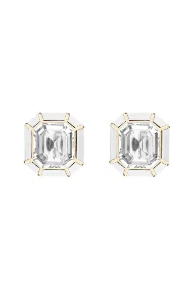 GOSHWARA Rock Crystal White Agate Inlay Melange Stud Earrings | Thumbnail 1 GOSHWARA Rock Crystal White Agate Inlay Melange Stud Earrings | Thumbnail 1