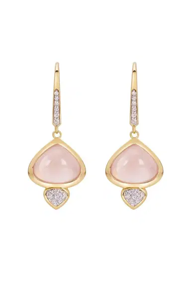 Marina B Rose Quartz Diamond Trisolina Drop Earrings | Thumbnail 1 Marina B Rose Quartz Diamond Trisolina Drop Earrings | Thumbnail 1