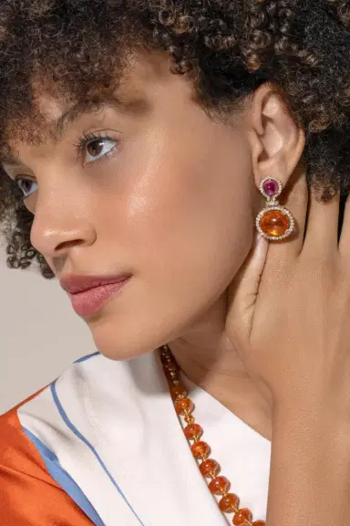 GOSHWARA Rubellite Mandarin Garnet Earrings | Thumbnail 3 GOSHWARA Rubellite Mandarin Garnet Earrings | Thumbnail 3