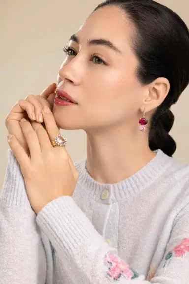 IRENE NEUWIRTH JEWELRY Rubellite Tourmaline Diamond Gemmy Gem Earrings | Thumbnail 3 IRENE NEUWIRTH JEWELRY Rubellite Tourmaline Diamond Gemmy Gem Earrings | Thumbnail 3
