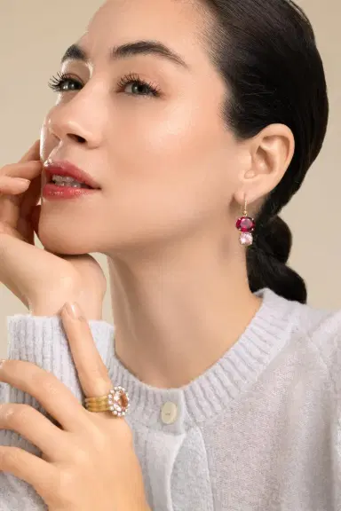 IRENE NEUWIRTH JEWELRY Rubellite Tourmaline Diamond Gemmy Gem Earrings | Thumbnail 5 IRENE NEUWIRTH JEWELRY Rubellite Tourmaline Diamond Gemmy Gem Earrings | Thumbnail 5