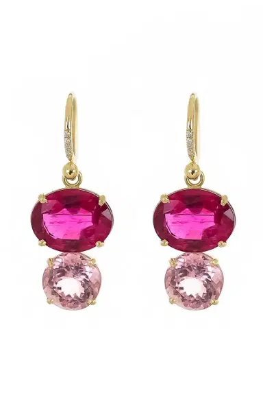 IRENE NEUWIRTH JEWELRY Rubellite Tourmaline Diamond Gemmy Gem Earrings | Thumbnail 1 IRENE NEUWIRTH JEWELRY Rubellite Tourmaline Diamond Gemmy Gem Earrings | Thumbnail 1