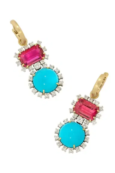 IRENE NEUWIRTH JEWELRY Rubellite Turquoise Gemmy Gem Earrings | Thumbnail 1 IRENE NEUWIRTH JEWELRY Rubellite Turquoise Gemmy Gem Earrings | Thumbnail 1