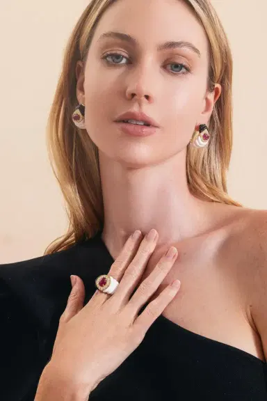 ANDREOLI Ruby Diamond Kogolong Earrings | Thumbnail 2 ANDREOLI Ruby Diamond Kogolong Earrings | Thumbnail 2