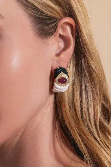ANDREOLI Ruby Diamond Kogolong Earrings | Thumbnail 3 ANDREOLI Ruby Diamond Kogolong Earrings | Thumbnail 3