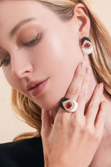 ANDREOLI Ruby Diamond Kogolong Earrings | Thumbnail 4 ANDREOLI Ruby Diamond Kogolong Earrings | Thumbnail 4