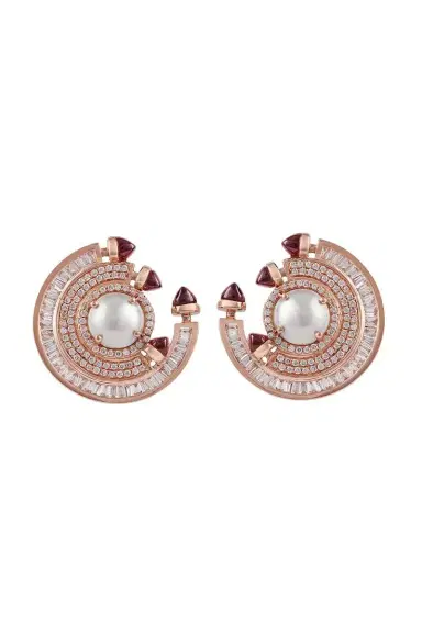 Ananya Ruby Pearl Round Chakra Earrings | Thumbnail 1 Ananya Ruby Pearl Round Chakra Earrings | Thumbnail 1