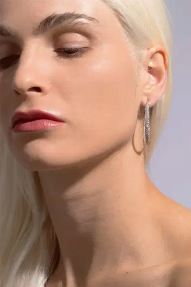 MATTIA CIELO Rugiada Diamond Pave Hoop Earrings | Thumbnail 2 MATTIA CIELO Rugiada Diamond Pave Hoop Earrings | Thumbnail 2