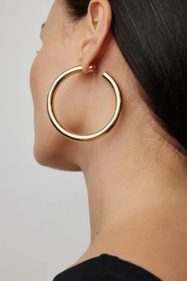 Jennifer Fisher Samira Hoop Earrings - Yellow Gold - 2in | Thumbnail 2 Jennifer Fisher Samira Hoop Earrings - Yellow Gold - 2in | Thumbnail 2