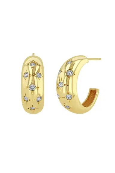 Zoë Chicco Scattered Star Set Diamond Medium Aura Hoop Earrings | Thumbnail 1 Zoë Chicco Scattered Star Set Diamond Medium Aura Hoop Earrings | Thumbnail 1