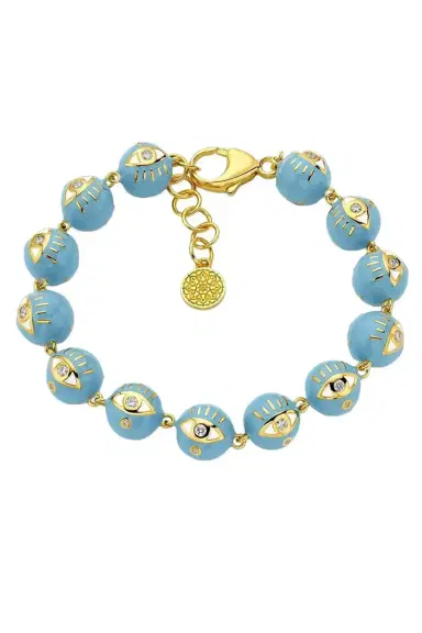 BUDDHA MAMA Sky Blue Enamel Evil Eye Bracelet | Thumbnail 1 BUDDHA MAMA Sky Blue Enamel Evil Eye Bracelet | Thumbnail 1