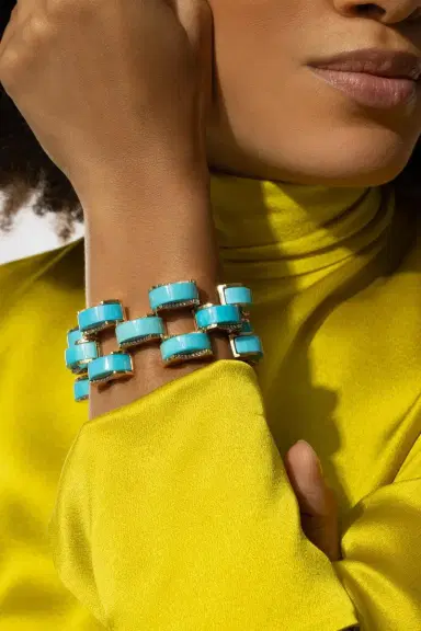 ALETTO BROTHERS Sleeping Beauty Turquoise Archetti Diamond Edging Bracelet | Thumbnail 2 ALETTO BROTHERS Sleeping Beauty Turquoise Archetti Diamond Edging Bracelet | Thumbnail 2