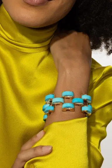ALETTO BROTHERS Sleeping Beauty Turquoise Archetti Diamond Edging Bracelet | Thumbnail 3 ALETTO BROTHERS Sleeping Beauty Turquoise Archetti Diamond Edging Bracelet | Thumbnail 3
