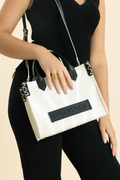 Balmain Small B-Army Shopper - Zebra Canvas | Thumbnail 3 Balmain Small B-Army Shopper - Zebra Canvas | Thumbnail 3