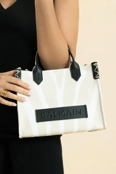 Balmain Small B-Army Shopper - Zebra Canvas | Thumbnail 4 Balmain Small B-Army Shopper - Zebra Canvas | Thumbnail 4