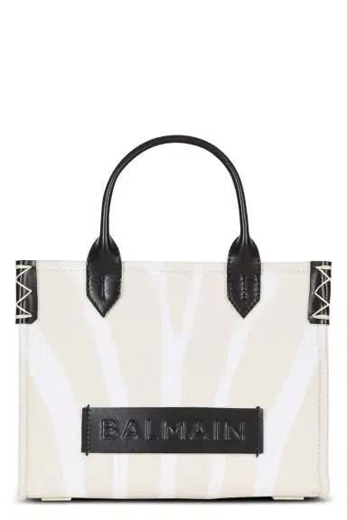 Balmain Small B-Army Shopper - Zebra Canvas | Thumbnail 1 Balmain Small B-Army Shopper - Zebra Canvas | Thumbnail 1