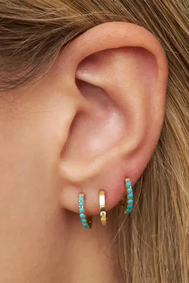 Jennifer Meyer Small Turquoise Huggie Earrings | Thumbnail 2 Jennifer Meyer Small Turquoise Huggie Earrings | Thumbnail 2