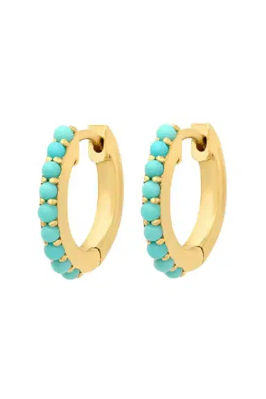 Jennifer Meyer Small Turquoise Huggie Earrings | Thumbnail 3 Jennifer Meyer Small Turquoise Huggie Earrings | Thumbnail 3