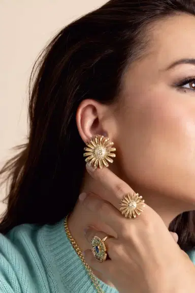 Harwell Godfrey Sunflower Button Stud Earrings | Thumbnail 2 Harwell Godfrey Sunflower Button Stud Earrings | Thumbnail 2