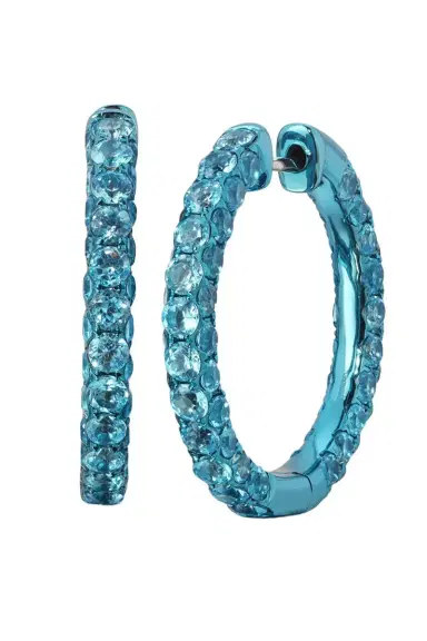 GRAZIELA Swiss Blue Topaz Blue Large 3 Sided Hoop Earrings | Thumbnail 1 GRAZIELA Swiss Blue Topaz Blue Large 3 Sided Hoop Earrings | Thumbnail 1