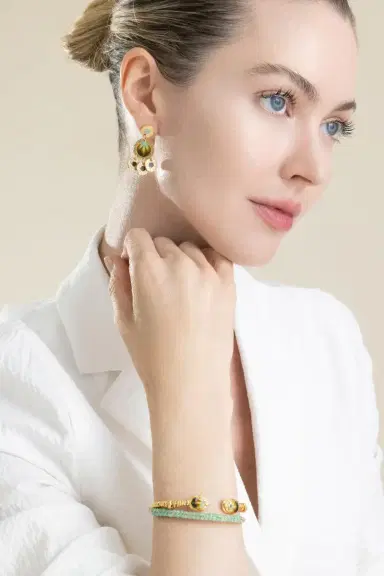 Gas Bijoux Teal Olive Illusion Dangle Earrings | Thumbnail 2 Gas Bijoux Teal Olive Illusion Dangle Earrings | Thumbnail 2