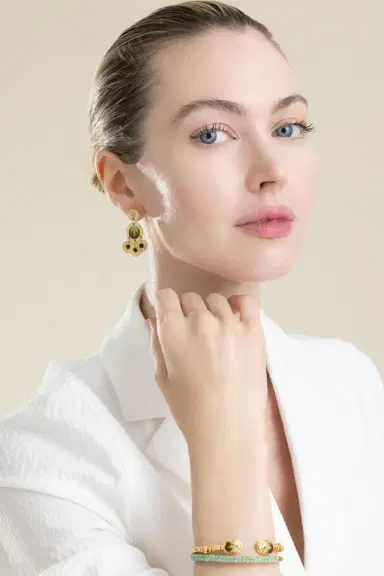 Gas Bijoux Teal Olive Illusion Dangle Earrings | Thumbnail 4 Gas Bijoux Teal Olive Illusion Dangle Earrings | Thumbnail 4