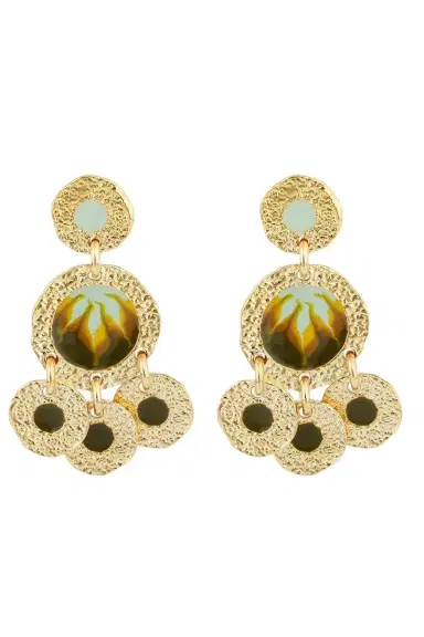 Gas Bijoux Teal Olive Illusion Dangle Earrings | Thumbnail 1 Gas Bijoux Teal Olive Illusion Dangle Earrings | Thumbnail 1
