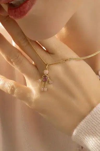 VAN Tourmaline Diamond Marissa Pink Mini Bespoke Robot Pendant | Thumbnail 3 VAN Tourmaline Diamond Marissa Pink Mini Bespoke Robot Pendant | Thumbnail 3