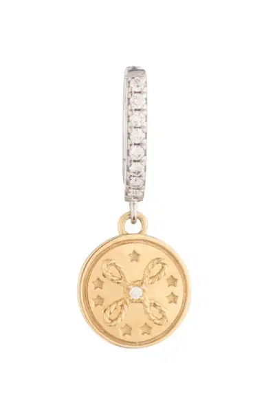 Foundrae True Love - Diamond Love Knot Medallion Hoop Earring | Thumbnail 1 Foundrae True Love - Diamond Love Knot Medallion Hoop Earring | Thumbnail 1