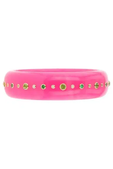 MARK DAVIS Tsavorite Pink Bakelite Bangle Bracelet | Thumbnail 1 MARK DAVIS Tsavorite Pink Bakelite Bangle Bracelet | Thumbnail 1