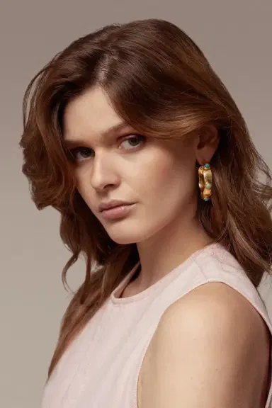 Sylvia Toledano Turquoise Bianca Hoop Earrings | Thumbnail 2 Sylvia Toledano Turquoise Bianca Hoop Earrings | Thumbnail 2