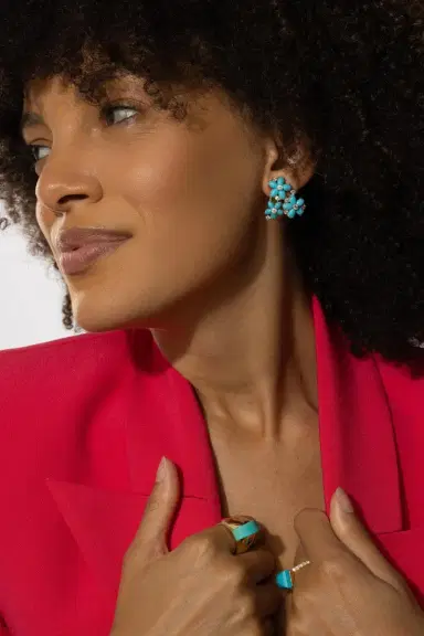 ALETTO BROTHERS Turquoise Diamond Petaluna Earrings | Thumbnail 3 ALETTO BROTHERS Turquoise Diamond Petaluna Earrings | Thumbnail 3