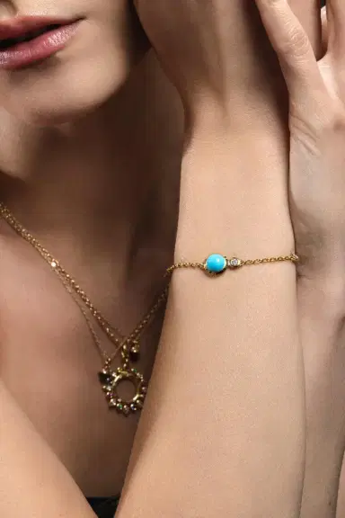 TAMARA COMOLLI Turquoise Mini Bouton Chain Bracelet | Thumbnail 2 TAMARA COMOLLI Turquoise Mini Bouton Chain Bracelet | Thumbnail 2