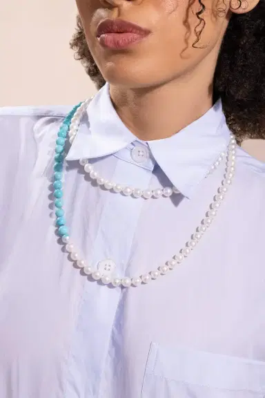 YUTAI Turquoise Pearl Sectional Necklace | Thumbnail 2 YUTAI Turquoise Pearl Sectional Necklace | Thumbnail 2
