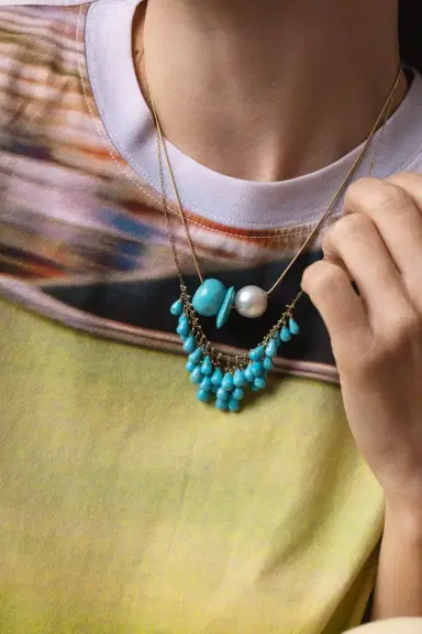 TEN THOUSAND THINGS Turquoise Pearl Trade Bead Necklace | Thumbnail 3 TEN THOUSAND THINGS Turquoise Pearl Trade Bead Necklace | Thumbnail 3