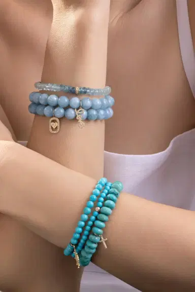 Sydney Evan Turquoise Small Cross Charm Bracelet | Thumbnail 3 Sydney Evan Turquoise Small Cross Charm Bracelet | Thumbnail 3