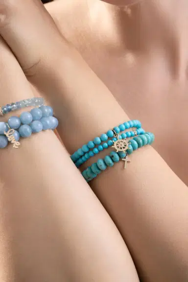 Sydney Evan Turquoise Small Cross Charm Bracelet | Thumbnail 4 Sydney Evan Turquoise Small Cross Charm Bracelet | Thumbnail 4