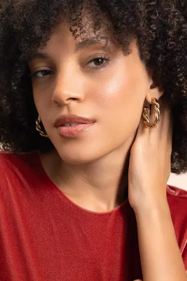 Jennifer Fisher Twisted Lilly Mini Hoop Earrings - 1in | Thumbnail 2 Jennifer Fisher Twisted Lilly Mini Hoop Earrings - 1in | Thumbnail 2