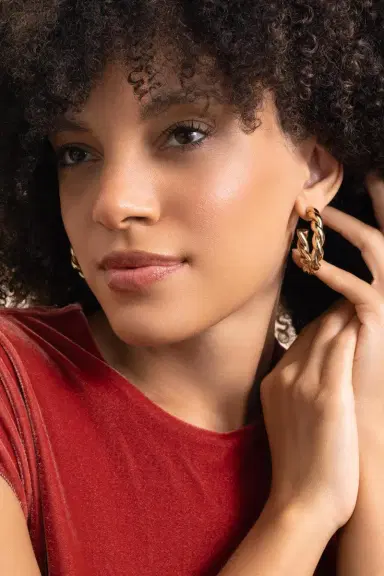Jennifer Fisher Twisted Lilly Mini Hoop Earrings - 1in | Thumbnail 4 Jennifer Fisher Twisted Lilly Mini Hoop Earrings - 1in | Thumbnail 4