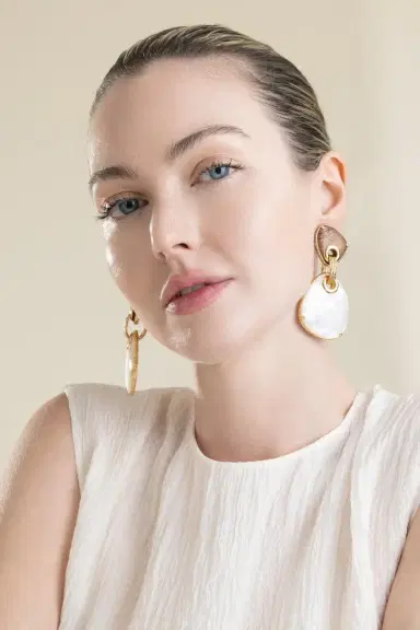 Gas Bijoux White Brown Silia Large Drop Earrings | Thumbnail 2 Gas Bijoux White Brown Silia Large Drop Earrings | Thumbnail 2